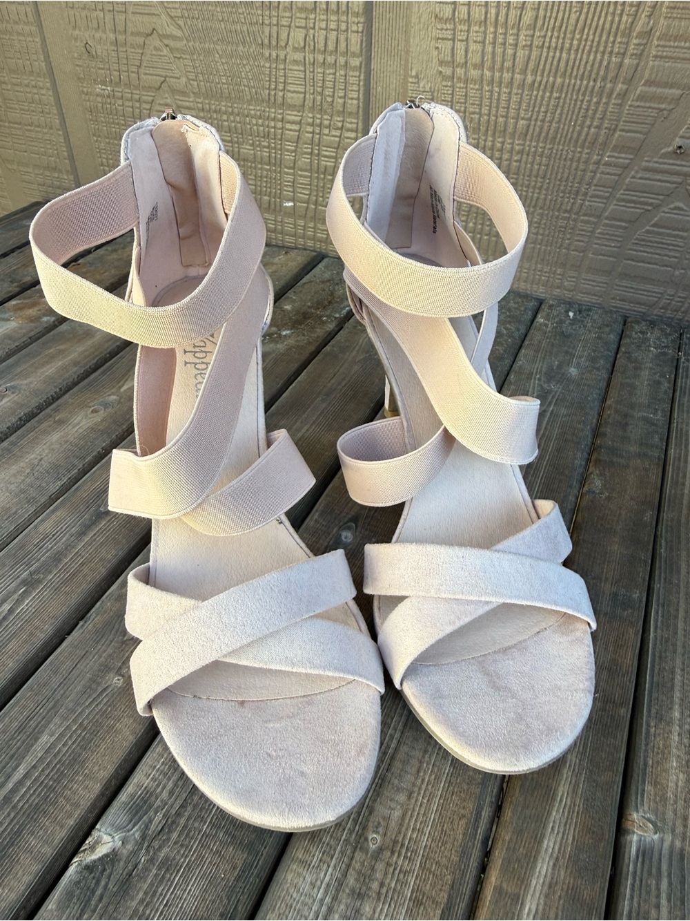 X/appeal Elke Blush Strappy Ankle-Wrap Heels Size 10M
